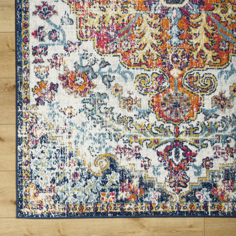Mistana™ Hillsby Oriental Blue/Orange Area Rug & Reviews | Wayfair